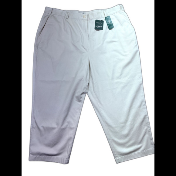 NWT L.L. Bean Womens Pants Size 18 W Plus Beige Original Fit Wrinkle Free Cotton - Picture 1 of 15